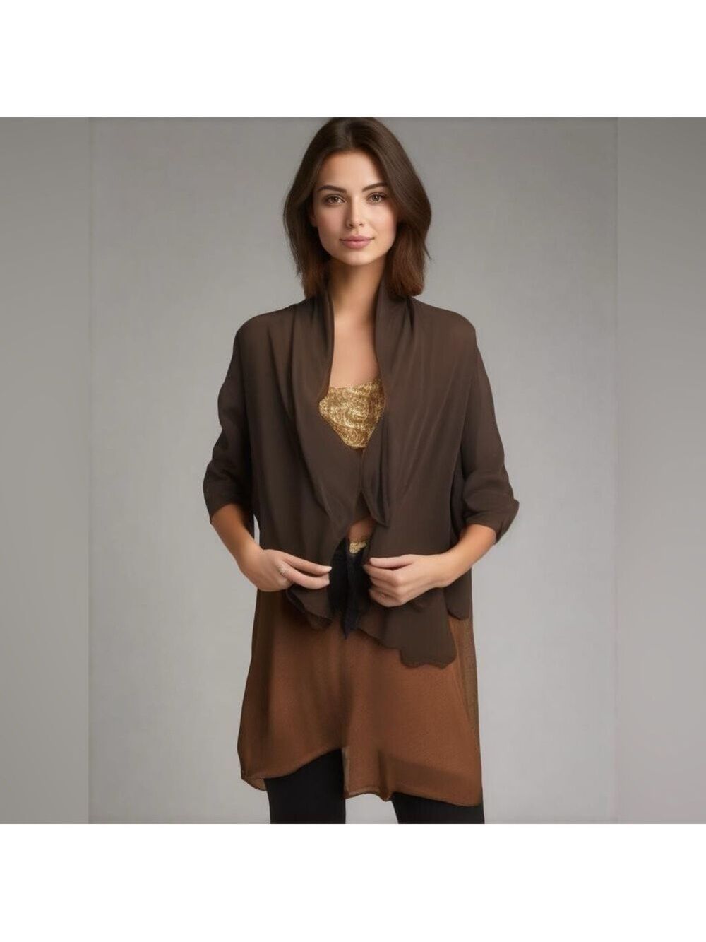 Lily White 𝅺Brand Gray Open Front Cardigan